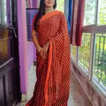 Orange Cotton Soft Saree