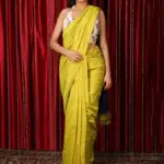 Yellow and Blue Cotton Saree