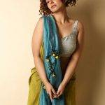 Olive Green Cotton Saree With Fountain Blue Pallu