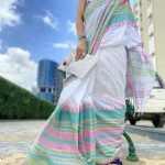 White Woven Handloom Begumpuri Saree With Blouse Piece SUTI-BGMP-22695