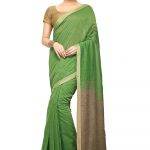 Traditional Handloom Plain Ghicha Saree With Blouse Piece