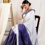 Traditional Handloom Blue Cotton Saree With Blouse Piece (Copy)