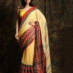Traditional Yeallow Color Cotton Silk Sarees With Blouse Piece
