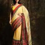 Traditional Yeallow Color Cotton Silk Sarees With Blouse Piece