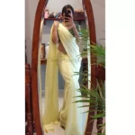 Plain Off Yellow Color Traditional Cotton Silk Sarees