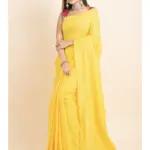 Mercerized Handloom Yellow Cotton Silk Saree with Blouse Piece