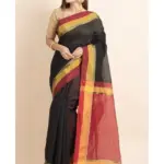 Black Cotton Handloom with Red Pallu Saree
