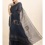 Blue Sequin Box Cotton Silk Handloom Saree with Blouse piece