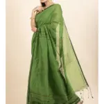 Green Sequin Box Cotton Silk Handloom Saree with Blouse piece