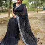 Cotton Silk saree With zari border With running blouse