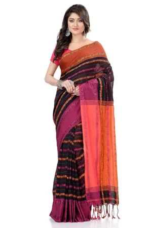 Black Orange Begumpuri Saree