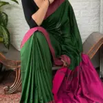 Half Half Color Cotton Silk saree With running blouse