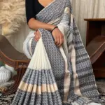 Cotton Silk saree With Palka border With running blouse