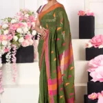 Forest Green Pure Cotton Saree With Blouse Piece