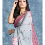 Grey Handloom Saree With Weaving Pallu and Unstitched Blouse