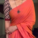 Gleaming orange Colour Pure Mulmul Cotton Saree Without Blouse Piece