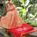 Resom poddo Orange ketiya handloom jamdani sharee With bp