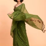 Green Embellised Pure Pure Cotton Silk Saree without Blouse