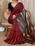 Plain Cotton silk Philippine Brown Zori Border Saree