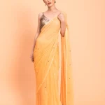 Yellow Solid Pure Cotton Silk Embellished Saree without Blouse