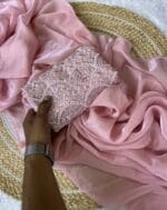 Premium Quality Baby Pink Party Wear Saree With Separate Blouse Piece