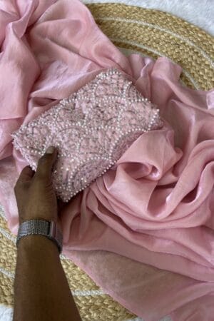 Premium Quality Baby Pink Party Wear Saree With Separate Blouse Piece