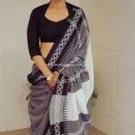 Blue Sequin Embellished Cotton Modal Saree without Blouse