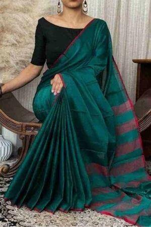 Plain White Color Traditional Cotton Silk Sarees