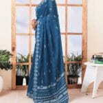 Ready to Wear Blue One Minute Pleated Blend Saree With Blouse Piece