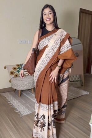 Premium Jaipuri Hand Block Printed Mulmul Cotton Saree