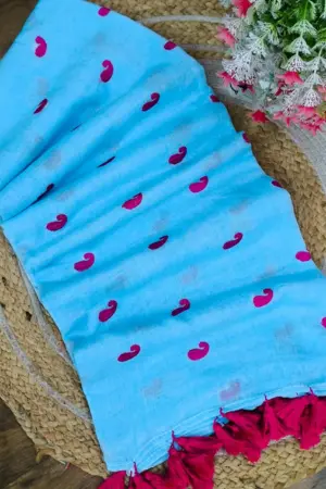 Pure 120 Count Cotton all Body Kalka Embrodery Work Beautiful Saree