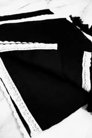 Soft Black Plain Pure 100 Count Mulmul Cotton Saree with lace border