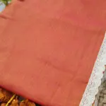 Soft Copper Red Plain Pure 100 Count Mulmul Cotton Saree with lace border