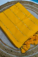 Soft Pure 100 Count Mulmul Harvest Gold Sequins Zari Work Cotton Saree