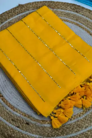Soft Pure 100 Count Mulmul Harvest Gold Sequins Zari Work Cotton Saree