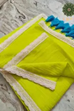 Soft Limerick Plain Pure 100 Count Mulmul Cotton Saree with lace border