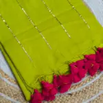 Soft Pure 100 Count Mulmul Limerick Sequins Zari Work Cotton Saree
