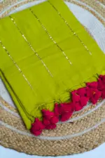 Soft Pure 100 Count Mulmul Limerick Sequins Zari Work Cotton Saree