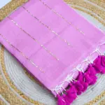 Soft Pure 100 Count Mulmul Medium Lavender Magenta Sequins Zari Work Cotton Saree
