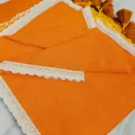 Soft Metallic Orange Plain Pure 100 Count Mulmul Cotton Saree with lace border