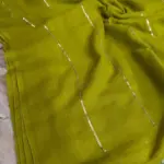 Soft Pure 100 Count Mulmul Olive Sequins Zari Work Cotton Saree