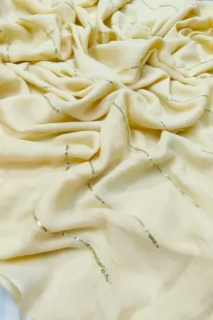 Soft Pure 100 Count Mulmul Pastel Gray Sequins Zari Work Cotton Saree