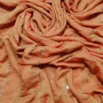 Soft Pure 100 Count Mulmul Raw Sienna Sequins Zari Work Cotton Saree