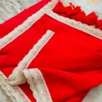 Soft Red Plain Pure 100 Count Mulmul Cotton Saree with lace border