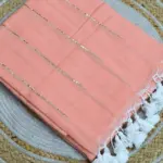 Soft Pure 100 Count Mulmul Ruddy Pink Sequins Zari Work Cotton Saree