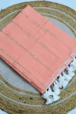 Soft Pure 100 Count Mulmul Ruddy Pink Sequins Zari Work Cotton Saree