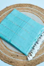Soft Pure 100 Count Mulmul Sea Serpent Sequins Zari Work Cotton Saree