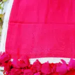 Soft Vivid Raspberry Plain Pure 100 Count Mulmul Cotton Saree with lace border