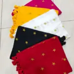 Soft Star Embrodery all over Pure 120 Count Mulmul Cotton Saree with Tassels